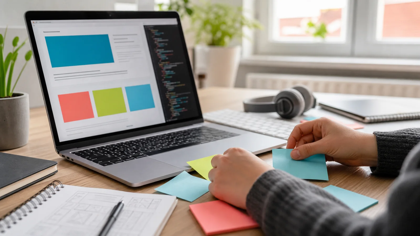 Frontend Programmierkurs mit lokalem Kursfoto und CSS Layout am Laptop